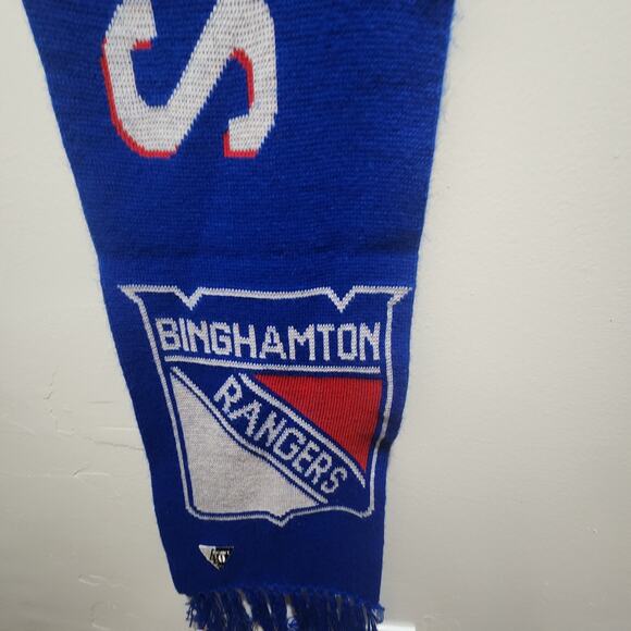 Vintage Binghamton Rangers Blue, Red and White Scarf w/Tasseled Ends 51 1/2" - Picture 3 of 6